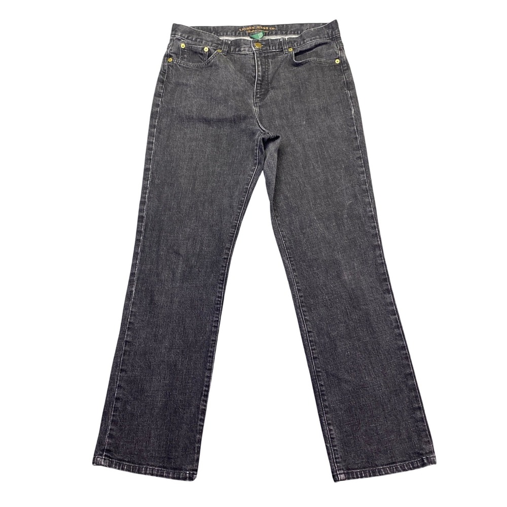 Lauren Ralph Lauren Classic Straight Jeans Black Dark Wash Sz 10 Grunge Preppy